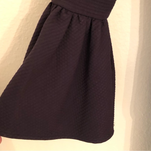 Anne Mashburn Navy Textured Cotton Dress S Peplum Sleeves - Picture 5 of 11